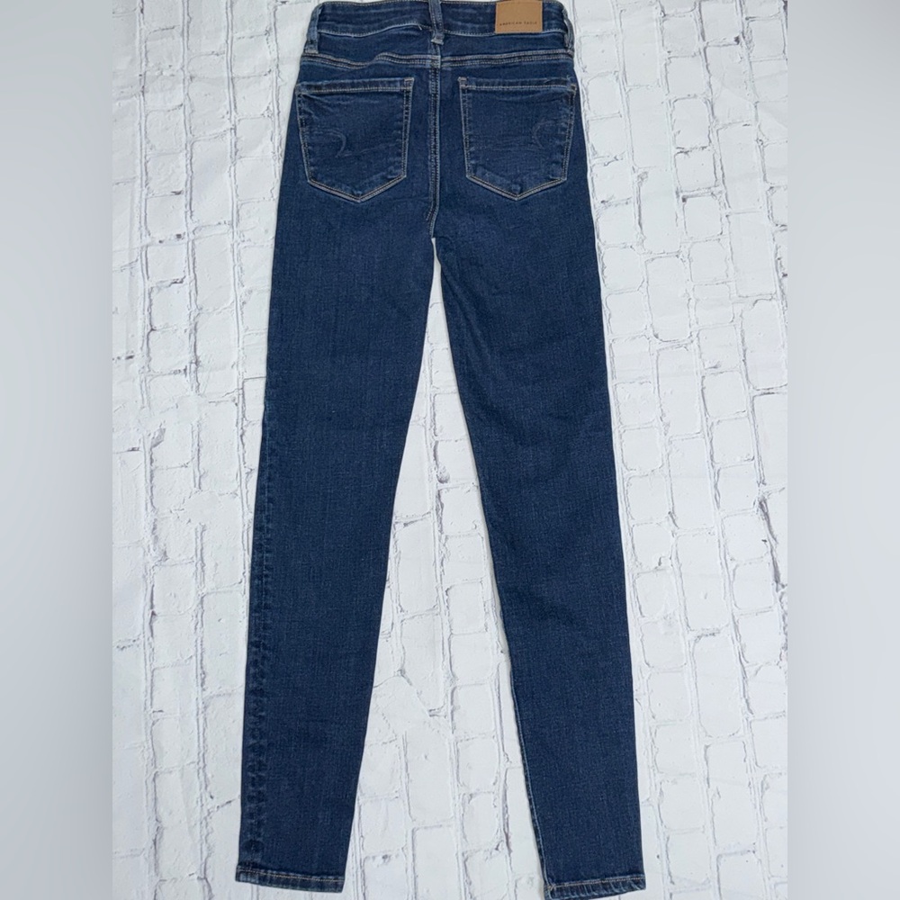 American Eagle Outfitters Dark Blue Denim Super Hi-Rise Jegging Jeans - Picture 4 of 6